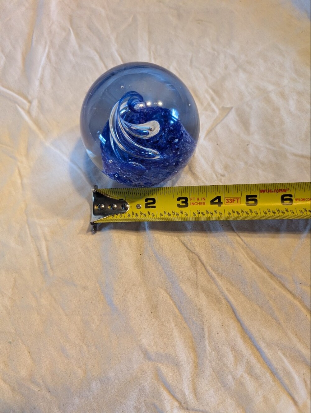 2/30$ Vintage Blue Glass Swirl Paperweight - Picture 5 of 6